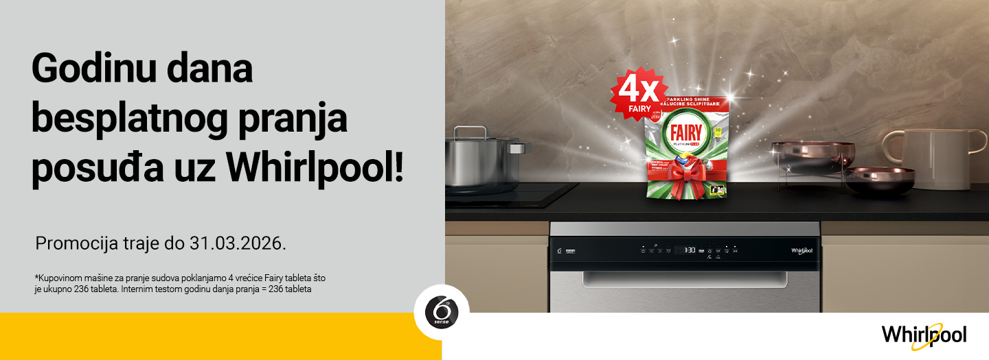 WHIRLPOOL SUDOMASINE I POKLON 4 PAKOVANJA FAIRY KAPSULA