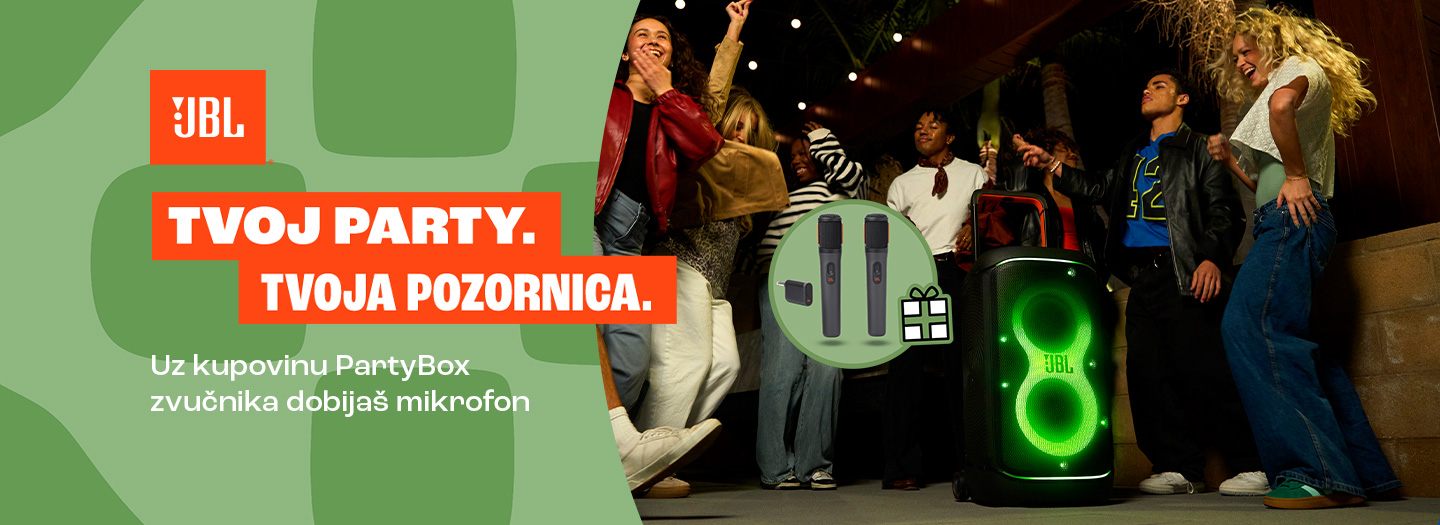 JBL AKCIJA PARTYBOX ZVUCNICI I POKLON MIKROFON