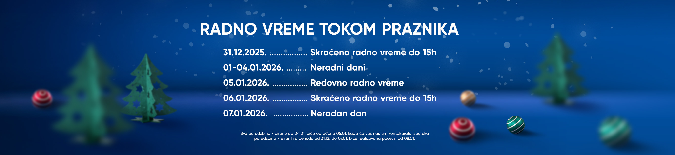 RADNO VREME TOKOM PRAZNIKA
