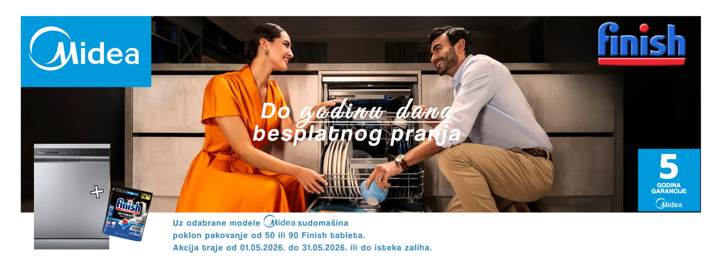 Midea mašine za sudove i POKLON Finish tablete
