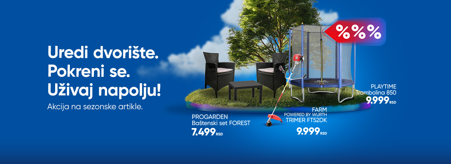 AKCIJA NA BASTENSKU OPREMU BAZENE KOSILICE TRIMERE BICIKLE TROTINETE I JOS MNOGO TOGA