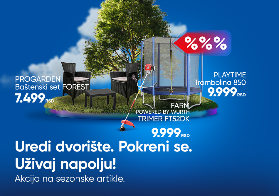 AKCIJA NA BASTENSKU OPREMU BAZENE KOSILICE TRIMERE BICIKLE TROTINETE I JOS MNOGO TOGA