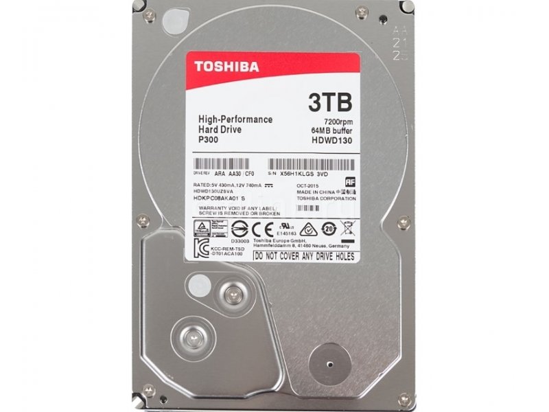 TOSHIBA 3TB 3.5'' SATA III 64MB 7.200rpm HDWD130UZSVA P300 series bulk ...