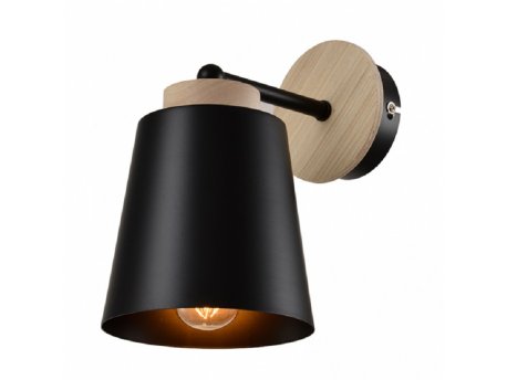 VESTA 425 ZIDNA LAMPA 1*E27 CRNA/DRVO