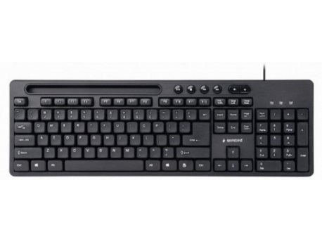GEMBIRD KB-UM-108 Multimedijalna tastatura US layout black USB sa držačem za telefon