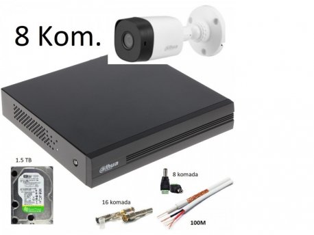 DAHUA 08 SET 8 KAMERE Full HD, 1.5tb, 100m rg59 12v 15a