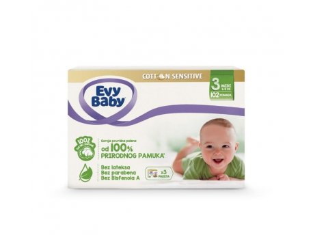 EVYBABY Pelene Cotton box 3 midi 102 kom A041810