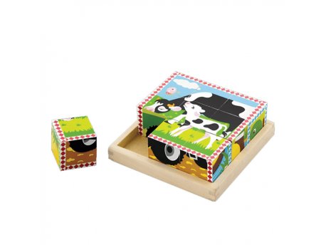 VIGA Drvene kocke puzzle-farma