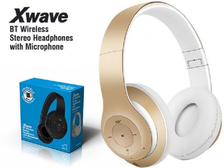 Xwave BT stereo slušalice sa mikrofonom v4.2,FM,microSD,Baterija 200mAh,8-9h razgovor,10m udaljenost,Zlatna