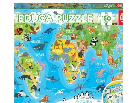 Educa Slagalica životinjska mapa sveta 150 delova A032101