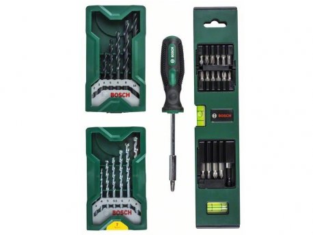 BOSCH Mini-X-Line set burgija, libela, ručni odvrtač