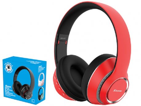 Xwave Bluetooth stereo slušalice sa mikrofonom v5.0/FM/microSD/AUX/Baterija 200mAh/8-9h raz/domet10m/Red