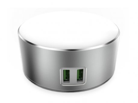 SIYOTEAM USB punjač, 2-Porta / 5V / 2.4A 12W / LED Lampa / Sivi (A2208)