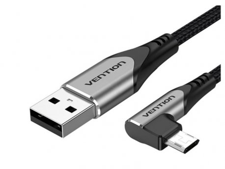 Vention USB 2.0-A na Micro-B ugaoni kabl, 0.5m / Aluminum sivi (COBHD)