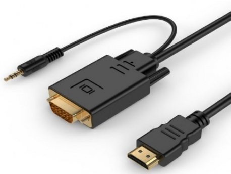 GEMBIRD HDMI - VGA + audio adapter kabl, single port, 1,8m, black A-HDMI-VGA-03-6