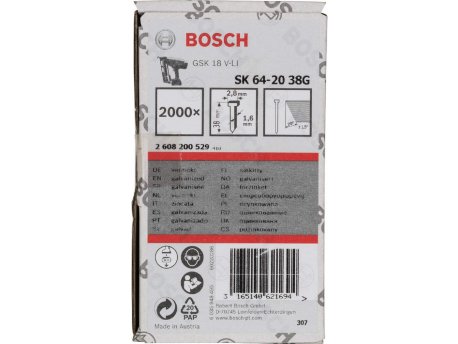 BOSCH Ravni ekser sa upuštenom glavom SK64 20G 38 mm, 2608200529
