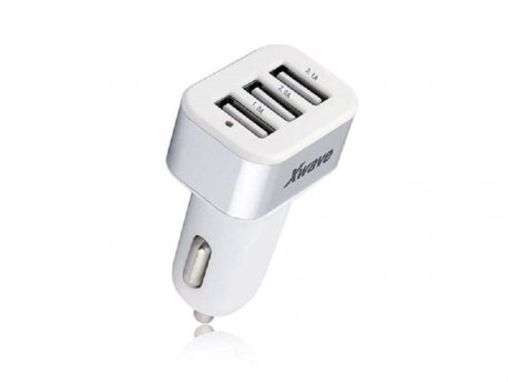 Xwave USB brzi AUTO punjač za mobilne, tablete, Triple 3 x USB 2.1.A/2A/1.5A 5/9/12V srebrno-bela