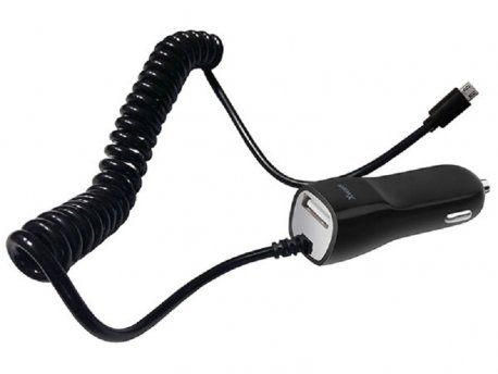 Xwave USB AUTO punjač za mobilne, tablete, Dual 1x microUSB+1 x USB port, 5V/1A, sa kablom, Crna