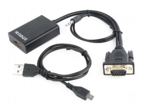 GEMBIRD VGA na HDMI + audio kabl, single port, crni (A-VGA-HDMI-01)