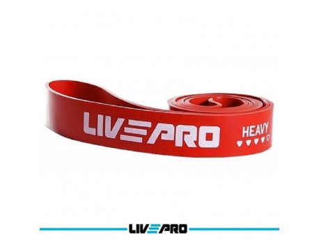 LivePro LP8410 Elastična traka za vežbanje guma, ekspander 2080x45x4.5mm, HEAVY, crvena