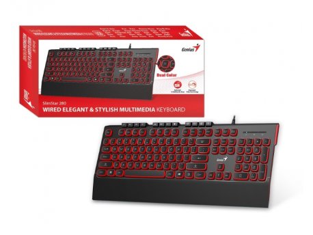 GENIUS SlimStar 280 USB YU crno crvena tastatura