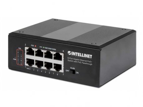 INTELLINET 8-Port Gbps PoE+ Switch sa PoE prolazom (neupravljiv)