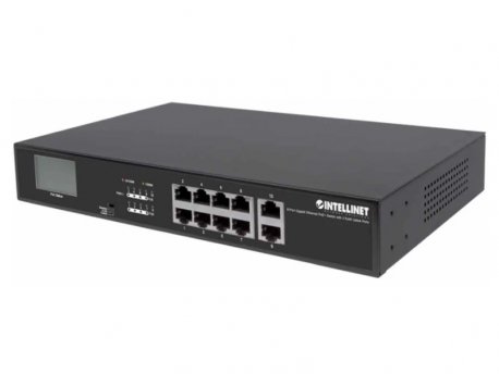 INTELLINET 8-Port Gbps Ethernet PoE+ Switch, 2xRJ45 Gigabit Ports (neupravljiv)