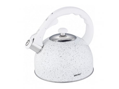 KINGHOFF KH1407 ČAJNIK SA ZVIŽDUKOM BELI MERMERNI 2,6L