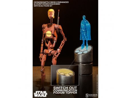 Sideshow Toys Figura Star Wars Action Figure 1/6 Geonosis Battle Droid Commander & Count Dooku Hologram 30 cm 022879