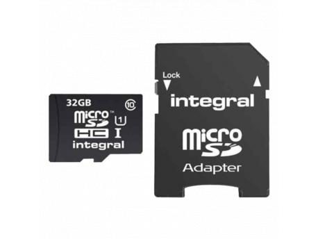 INTEGRAL Micro SD 32GB + SD adapter INMSDH32G10-40U1 Class 10