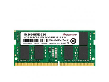 TRANSCEND DDR4 32GB JM 2666Mhz SO-DIMM 2Rx8 2Gx8 CL19 1.2V