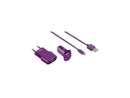 HAMA Komplet punjač Micro USB: kućni, auto, USB, ljubičasta 102008