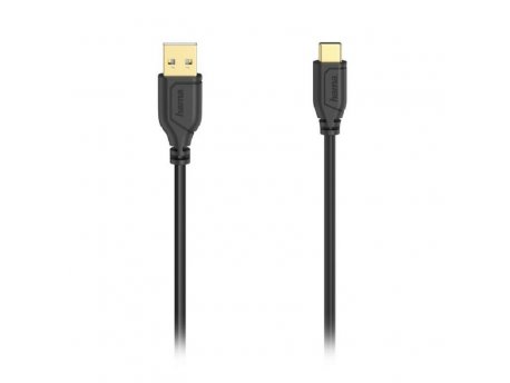 HAMA USB-C kabl, fleksibilan, bakar,pozlata, 0.75m crni 200634