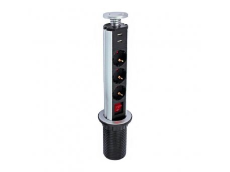COMMEL Pop-Up utičnica 3 X šuko + 2 X USB 1.8m kabl 3x1,5 C234-181