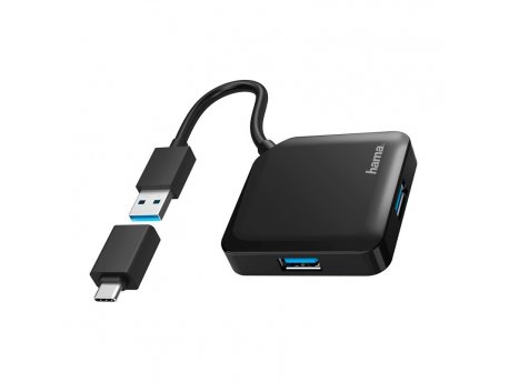 HAMA USB 3.2 HUB 1:4, 5Gbit/S + USB-C adapter 200116