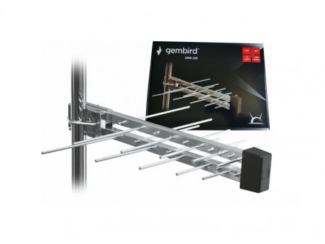 GEMBIRD GMB-20E sa kutijom **Gembird Antena Loga UHF sa RF-Konektorom, 20elemenata, duzina 39cm, 6dB alu 568