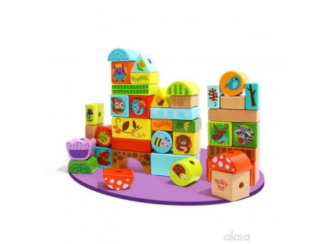 TOOKY TOY šareni drveni blokovi - šumske životinje