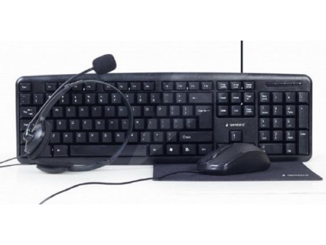 GEMBIRD KBS-UO4-01  4-in1 office set, tastatura, slusalice, mis i podloga