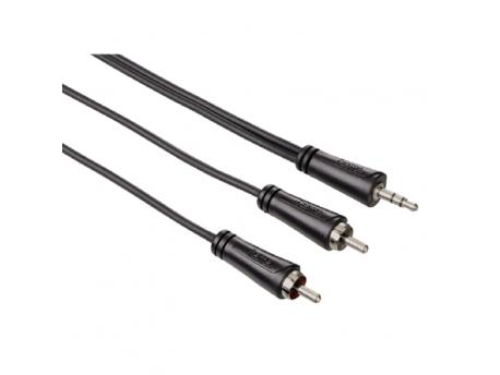 HAMA AUX audio kabl 3.5mm 3-pina na 2x RCA m/m 3m (Crni)