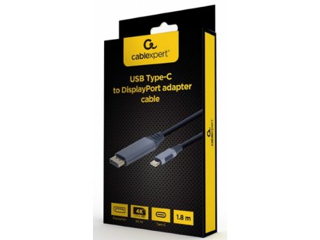 GEMBIRD CC-USB3C-DPF-01-6 USB Type-C to DisplayPort male adapter cable, space grey, 1.8 m 42551