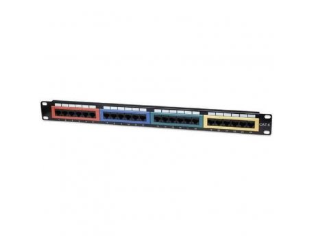 INTELLINET INT Cat6 Color-Coded Patch Panel, 24-Port, 19'', UTP, 1U 513692