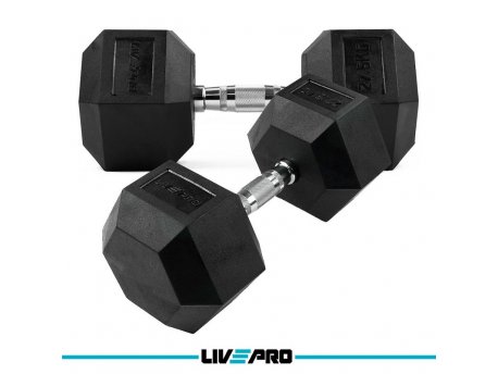 LivePro Bućice gumirane 2x2.5kg, heksagonalne - LP8005