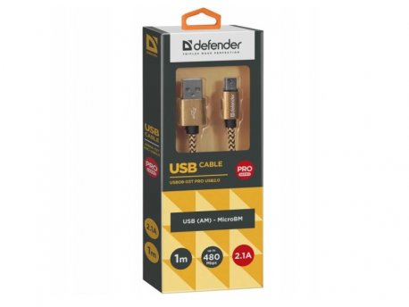 DEFENDER USB micro kalb  USB08-03T USB 20.0 Gold 1m 2.1A