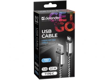DEFENDER USB type-c kalb USB08-03T USB 20.0 White 1m 2.1A