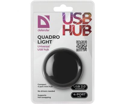 DEFENDER USB Hub 4 port 2.0 Black Quadro Light