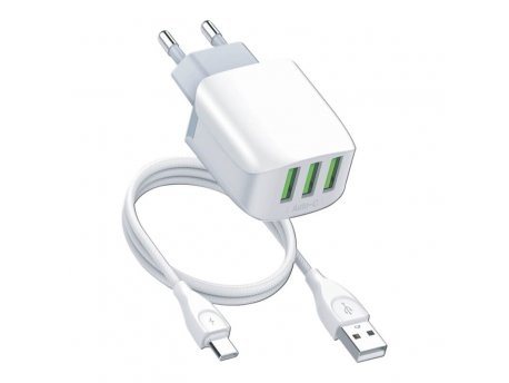MOYE Voltaic USB Punjač 3 Ports 5V/3.4A 17W Beli