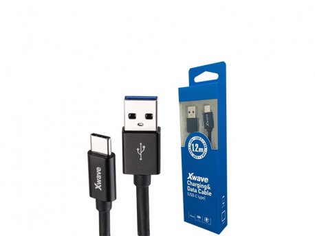 Xwave USB kabl TIP-C/USB 3.0 (tip A-muški) -USB 3.1 (TIP C-muški)/dužina 1,2m/3A /crni pvc
