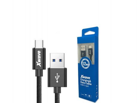 Xwave USB kabl TIP-C/USB 3.0 (tip A-muški) -USB 3.1 (TIP C-muški)/dužina 1,2m/3A/Aluminium /crni upleteni