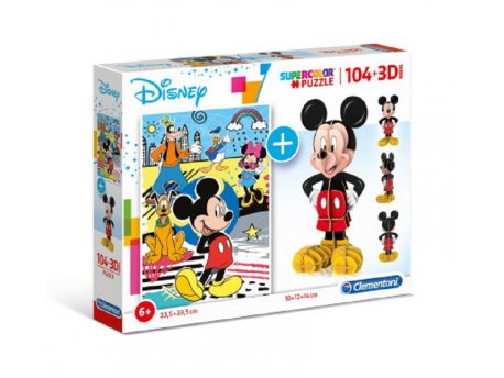 CLEMENTONI Puzzle mickey 104 + 3d model ( CL20157 )