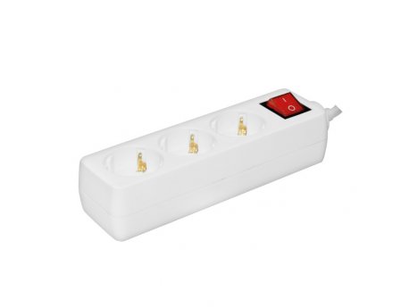 PROSTO Razvodnik sa 3 mesta 1,5m 1.5mm2 + prekidač  NV03K/WH-P/1,5